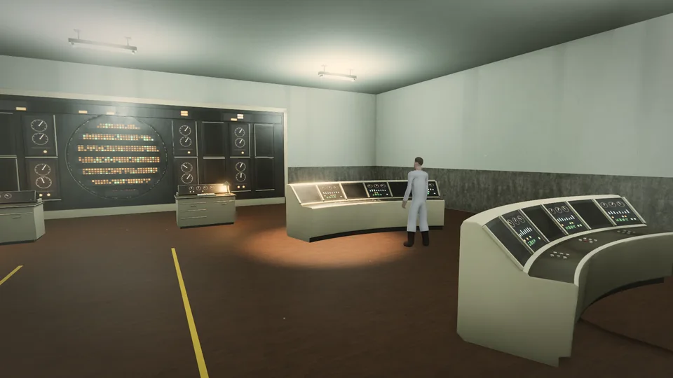 Illuminated instrument panels and desks in the Unit 4 control room